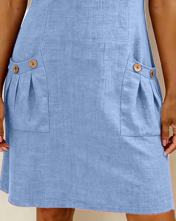 Mia | Damen kleid Kurzarm A-Linie mit Reißverschluss