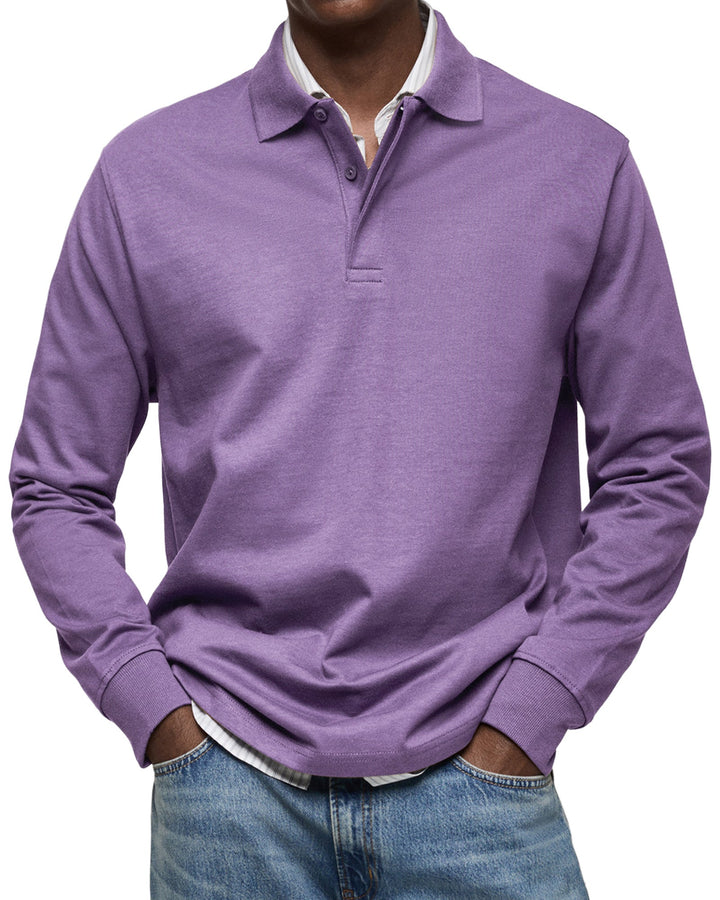 Ben | Herren Rugby Polo Sweatshirt Langarm Polokragen Anthrazit