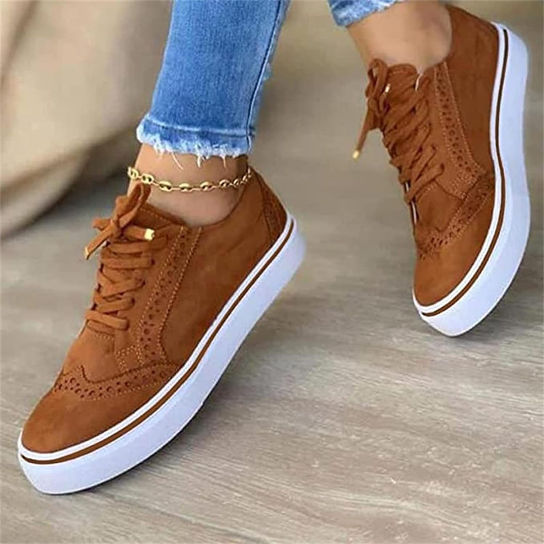 Gina | Damen Plateau Sneaker Schnürschuhe Wildleder-Optik