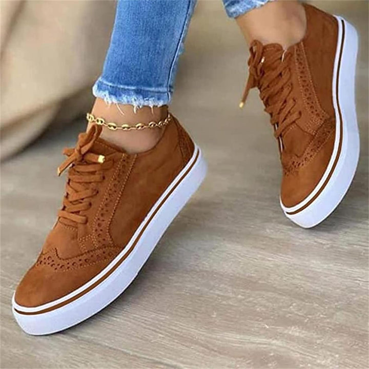 Gina | Damen Plateau Sneaker Schnürschuhe Wildleder-Optik