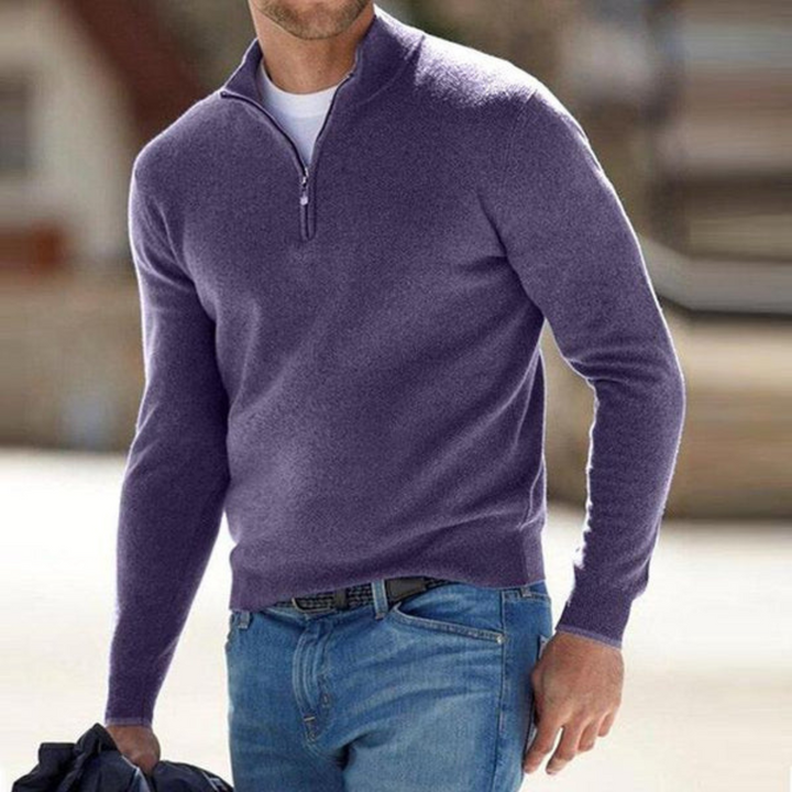 Leon | Herren Troyer Pullover Viertelreißverschluss Strickpullover