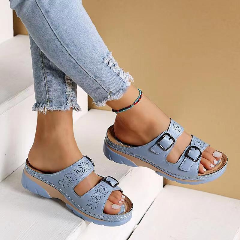 Vera | Damen Sandalen mit Schnalle Plateau Komfort-Sandalen