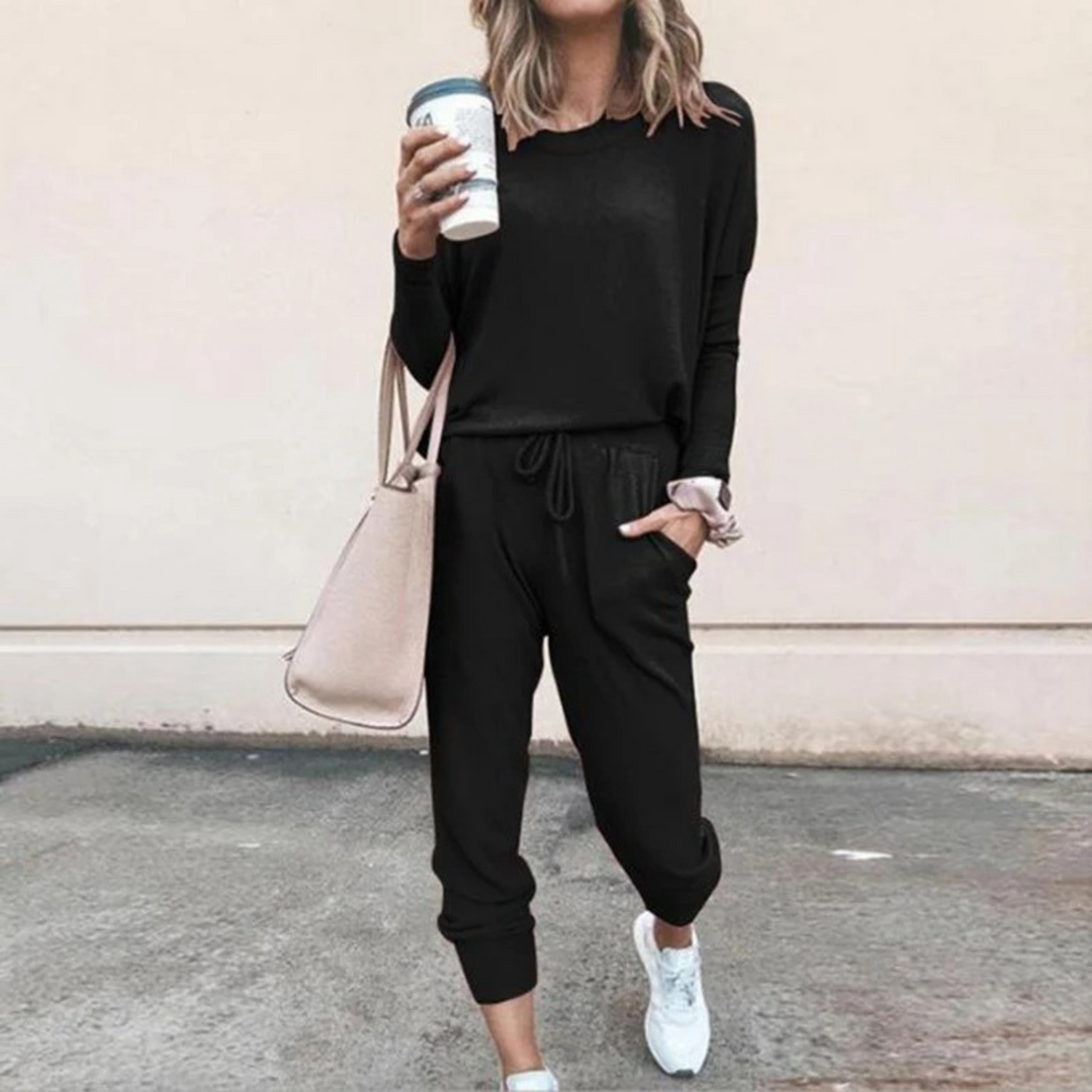 Tara | Damen Jogging Set Zweiteiler Langarm Jogger Hose
