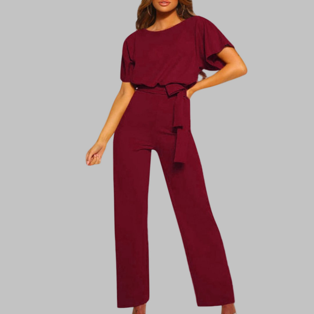 Amber | Damen Overall Fledermausärmel Bindegürtel Weites Bein