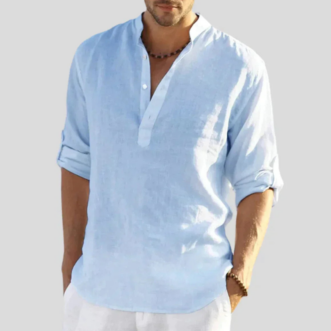 Sed | Herren hemd V-Ausschnitt Henley Kurzarm Casual