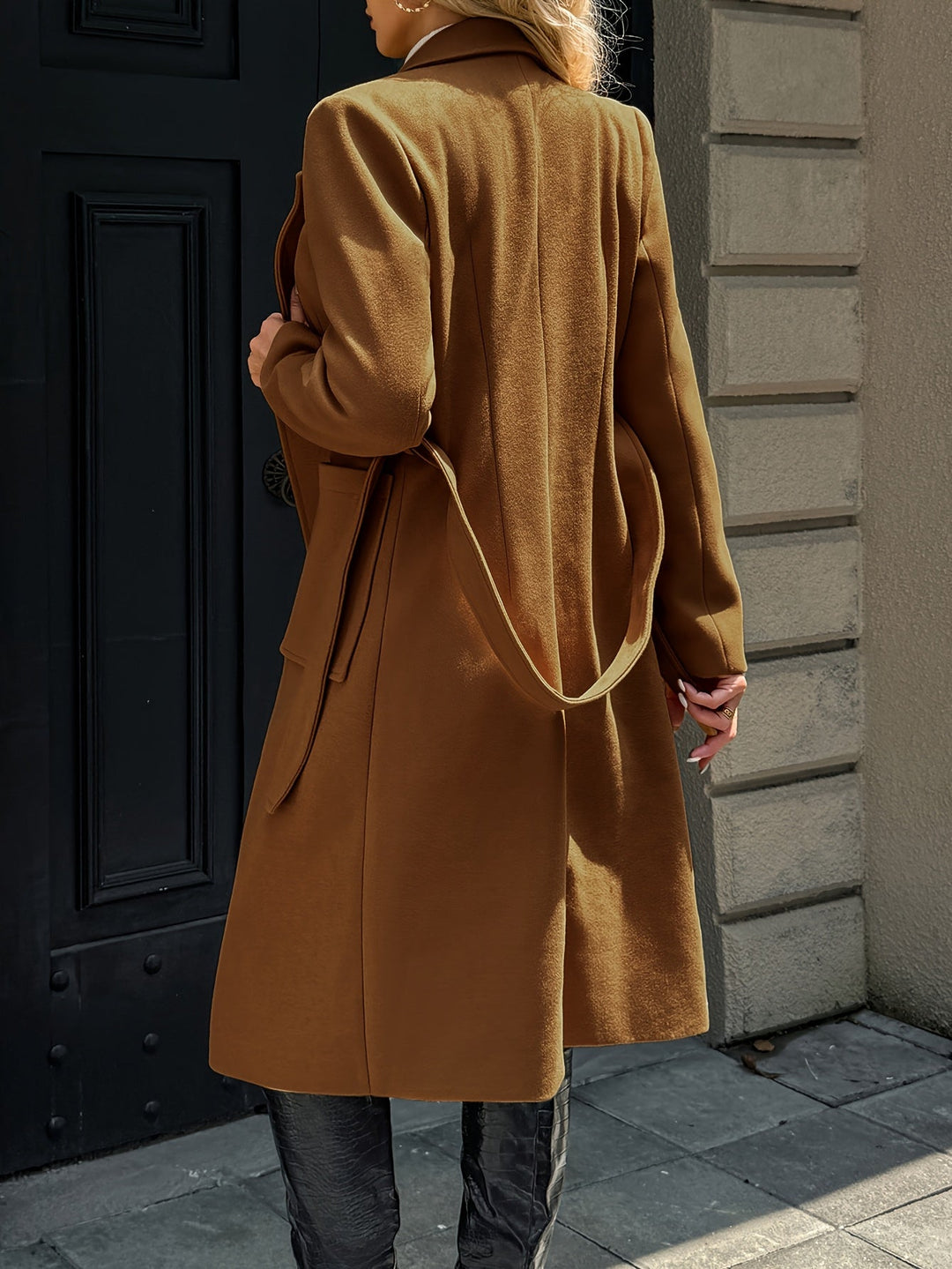 Ragnfrid | Damen Langer Mantel mit Gürtel