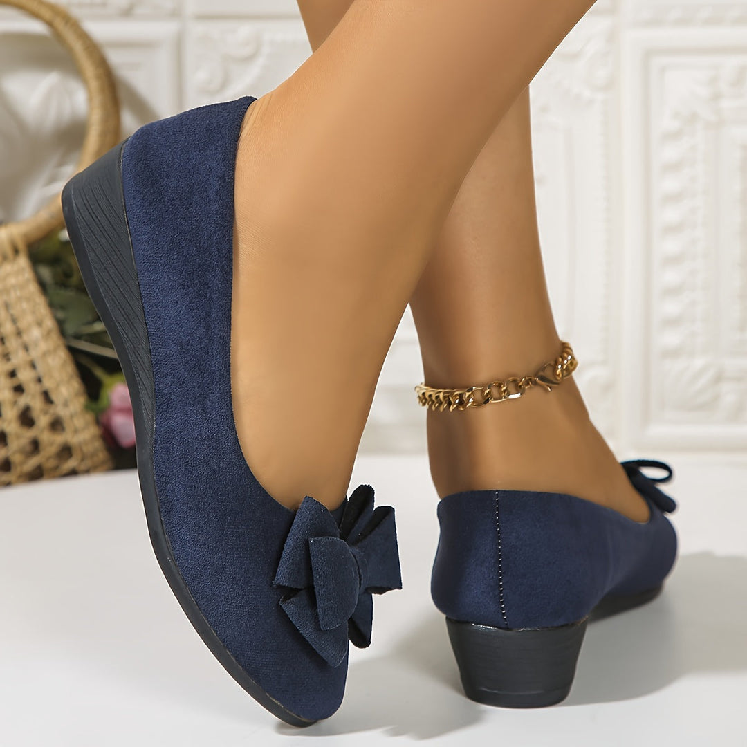 Zella | Damen Ballerinas mit Schleife Wildleder-Optik