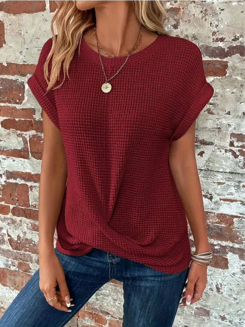 Eza | Damen T-Shirt Kurzarm Twist-Saum Rundhals