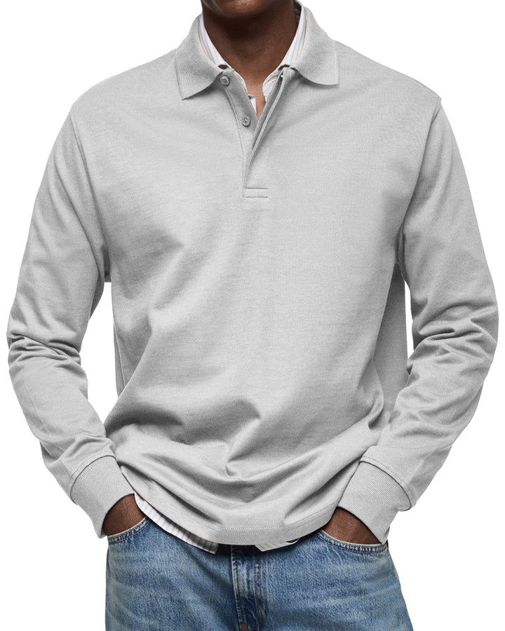 Ben | Herren Rugby Polo Sweatshirt Langarm Polokragen Anthrazit