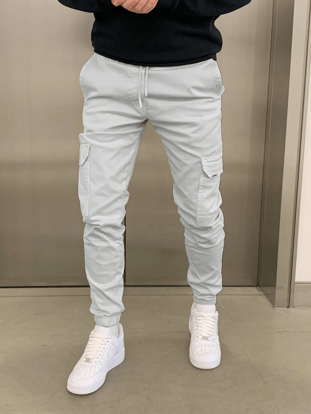Mico | Herren Cargo Jogger Slim Fit Tunnelzug Seitentaschen