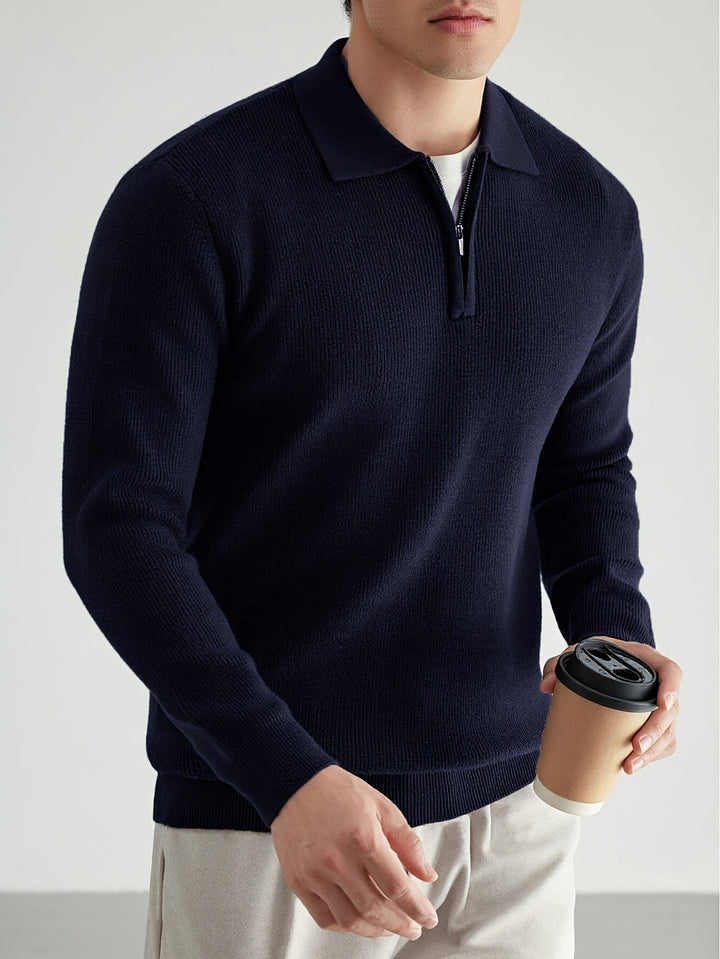Grimwald | Herren Strickpullover Polokragen Reißverschluss - Black - Image 11