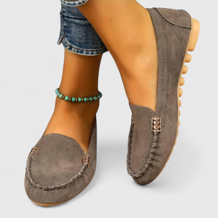 Rubie | Damen Loafer Velours Slip-On Flache Schuhe Freizeitschuh