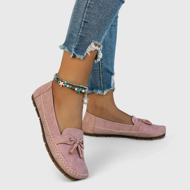 Fagie | Damen Loafer Velours Quaste Slip-On Flache Schuhe Mokassin