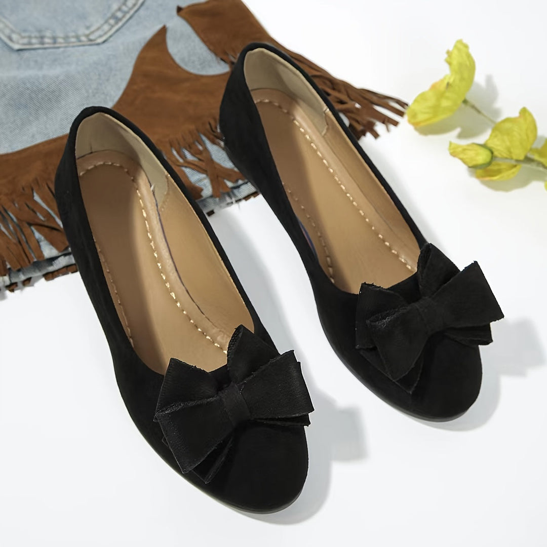Zella | Damen Ballerinas mit Schleife Wildleder-Optik