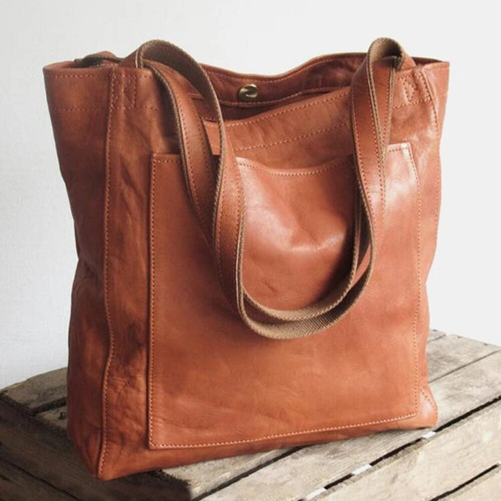 Franziska | Damen Leder Shopper Tasche cognac Schultertasche