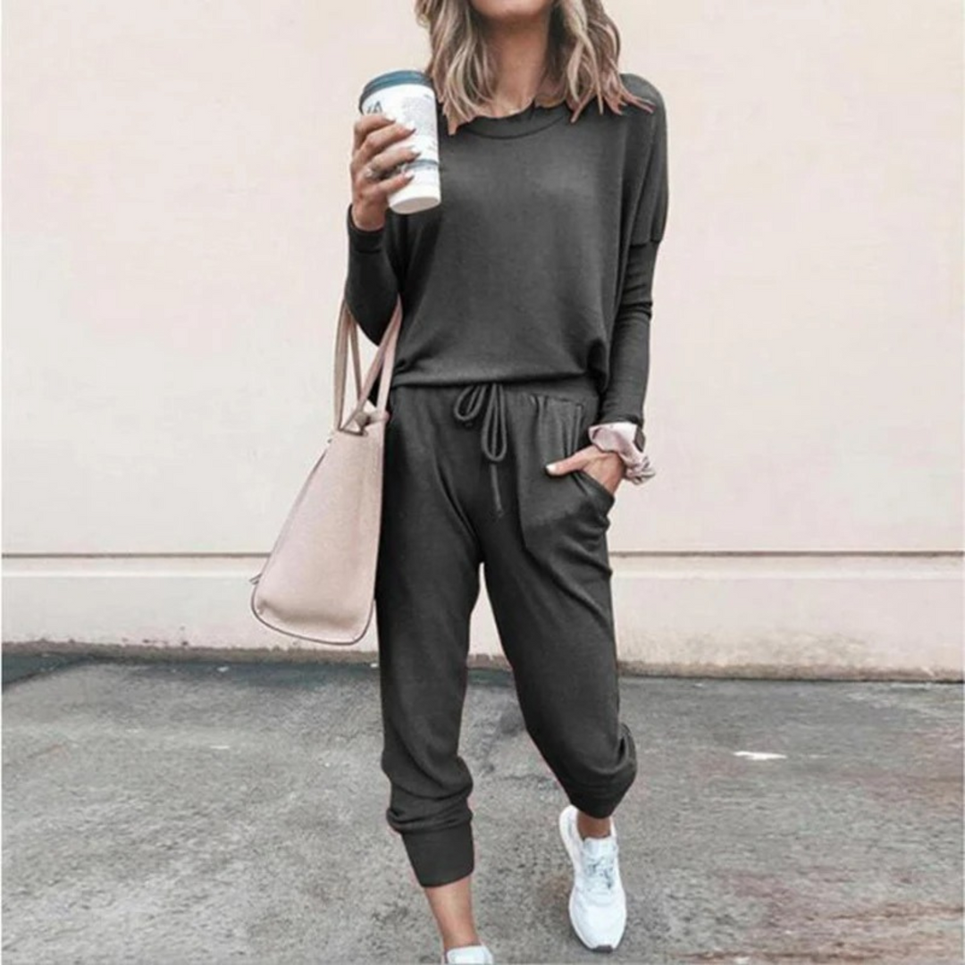 Tara | Damen Jogging Set Zweiteiler Langarm Jogger Hose