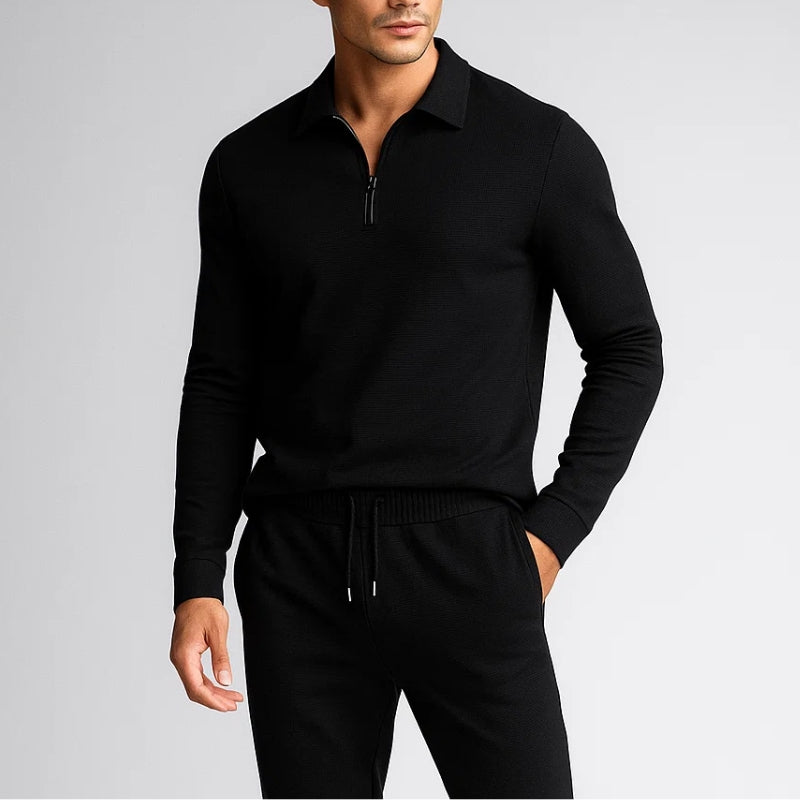 Luca | Herren Strick Set 2-teilig Polo Zip Pullover Jogger Hose