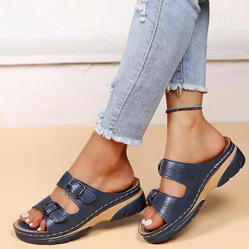 Vera | Damen Sandalen mit Schnalle Plateau Komfort-Sandalen