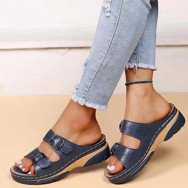 Vera | Damen Sandalen mit Schnalle Plateau Komfort-Sandalen