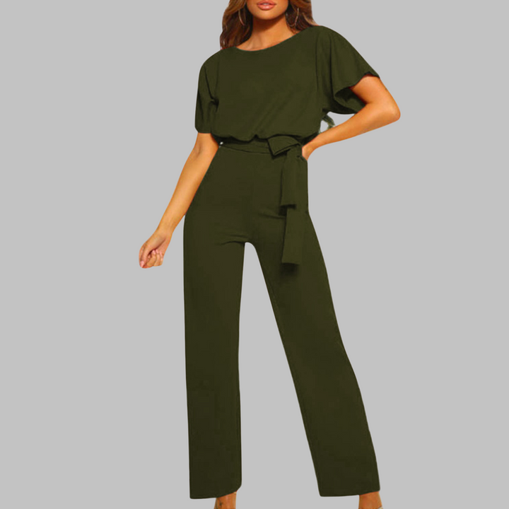 Amber | Damen Overall Fledermausärmel Bindegürtel Weites Bein