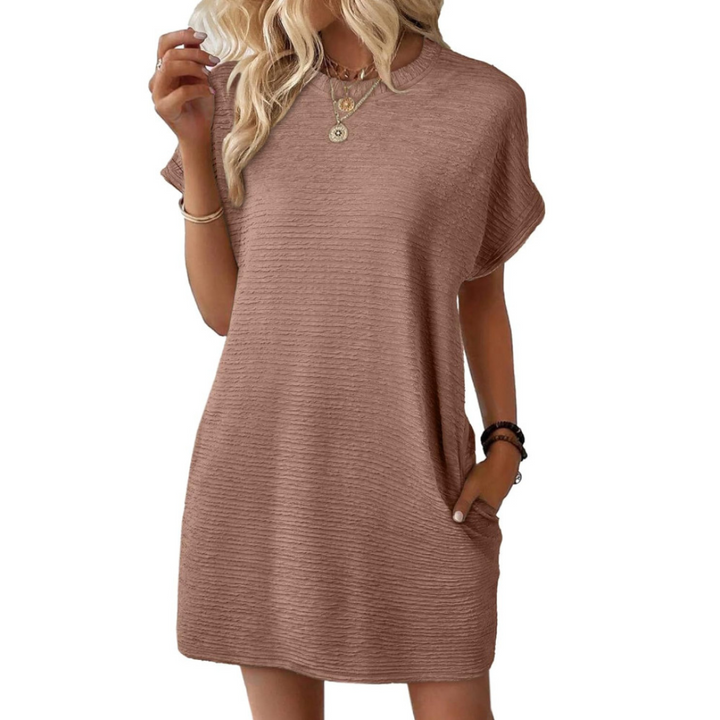 Clariss | Damen T-Shirt Kleid Kurzarm Rundhals Mini Sommer