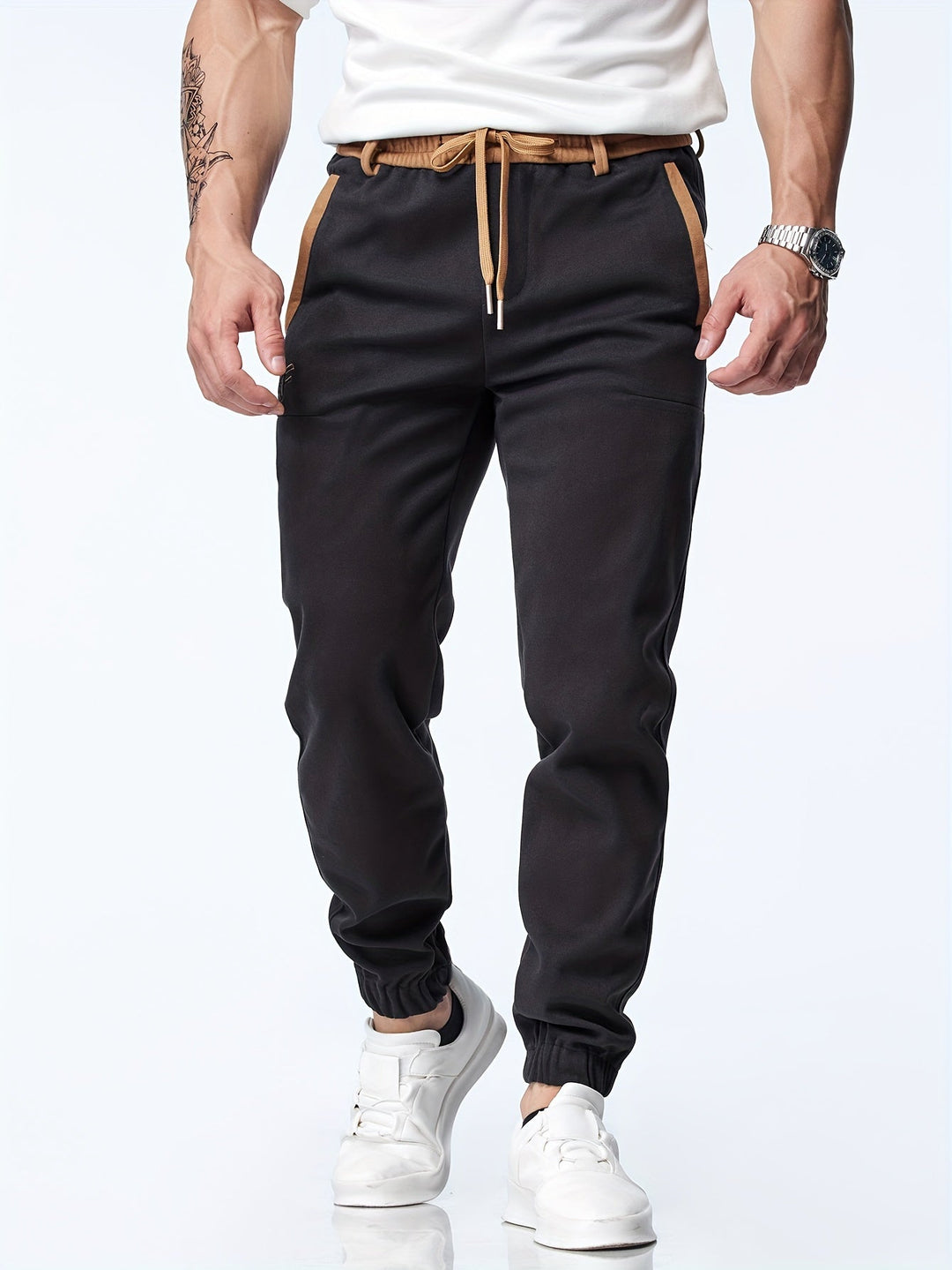 Remo | Herren Jogger Hose Slim Fit Freizeithose mit Kontrastband