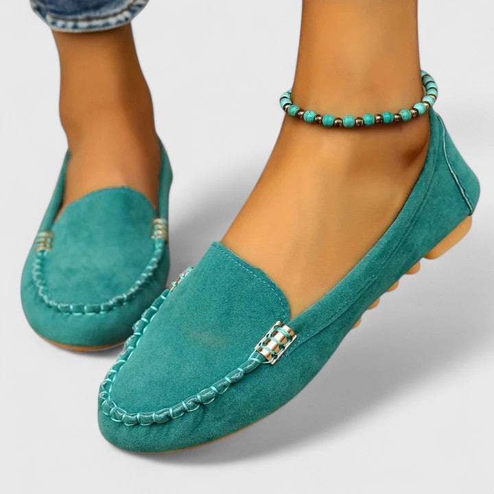 Rubie | Damen Loafer Velours Slip-On Flache Schuhe Freizeitschuh