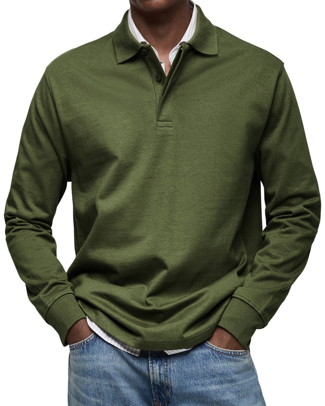 Ben | Herren Rugby Polo Sweatshirt Langarm Polokragen Anthrazit