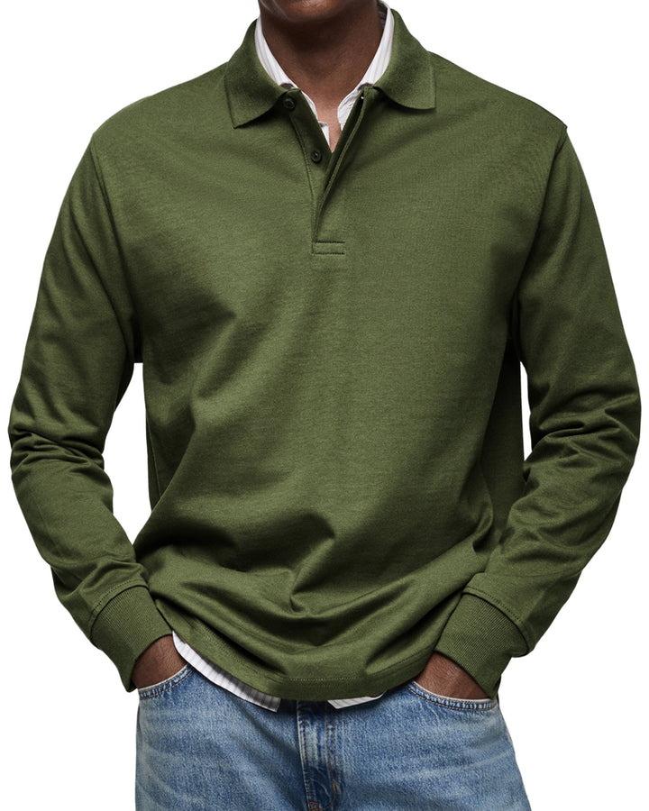 Ben | Herren Rugby Polo Sweatshirt Langarm Polokragen Anthrazit