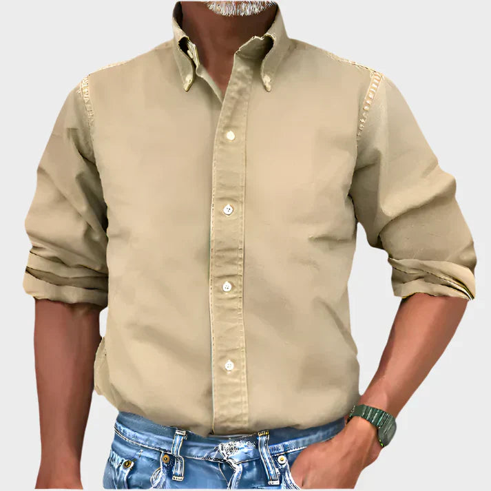 Logan | Herren Langarmhemd Einfarbig Button-Down Freizeithemd