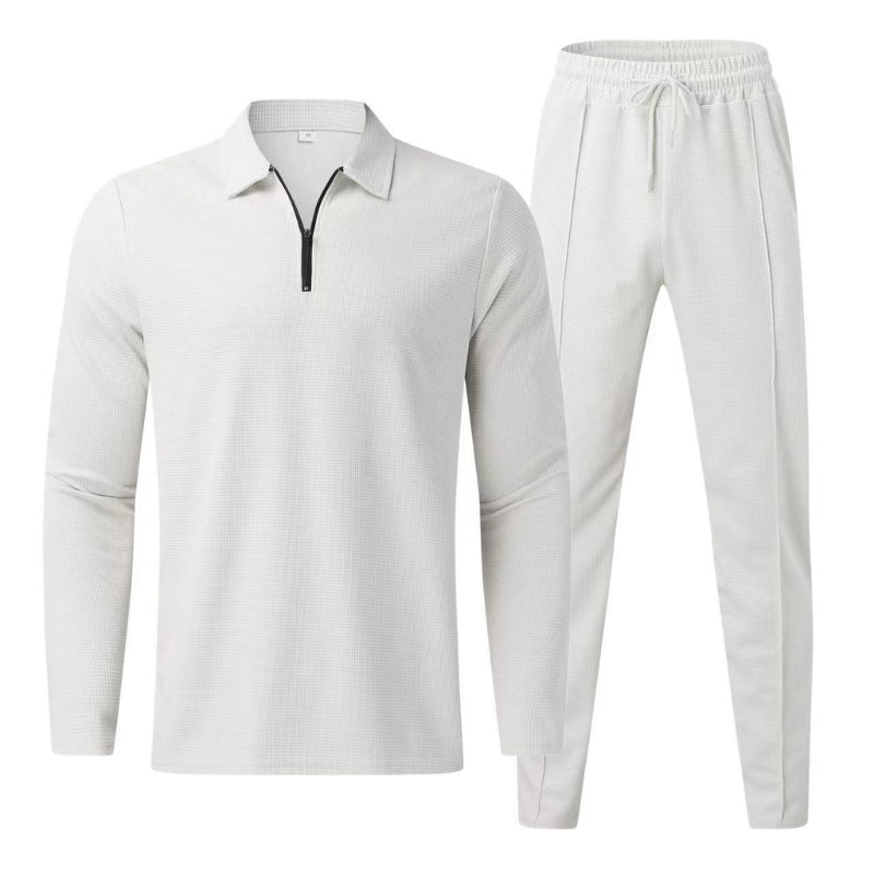 Luca | Herren Strick Set 2-teilig Polo Zip Pullover Jogger Hose