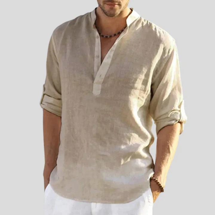 Sed | Herren hemd V-Ausschnitt Henley Kurzarm Casual