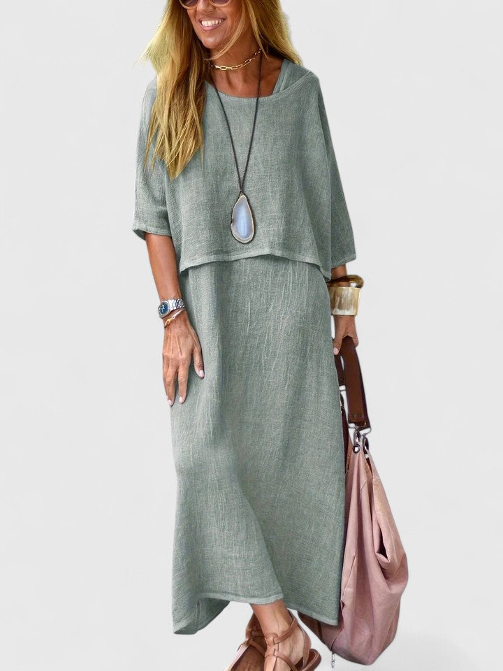 Sandy | Damen Zweiteiler Maxikleid mit Top Optik Sommeroutfit