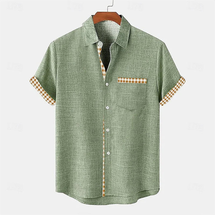 Jhon | Herren hemd Kurzarm Gingham-Kontrast Sommer