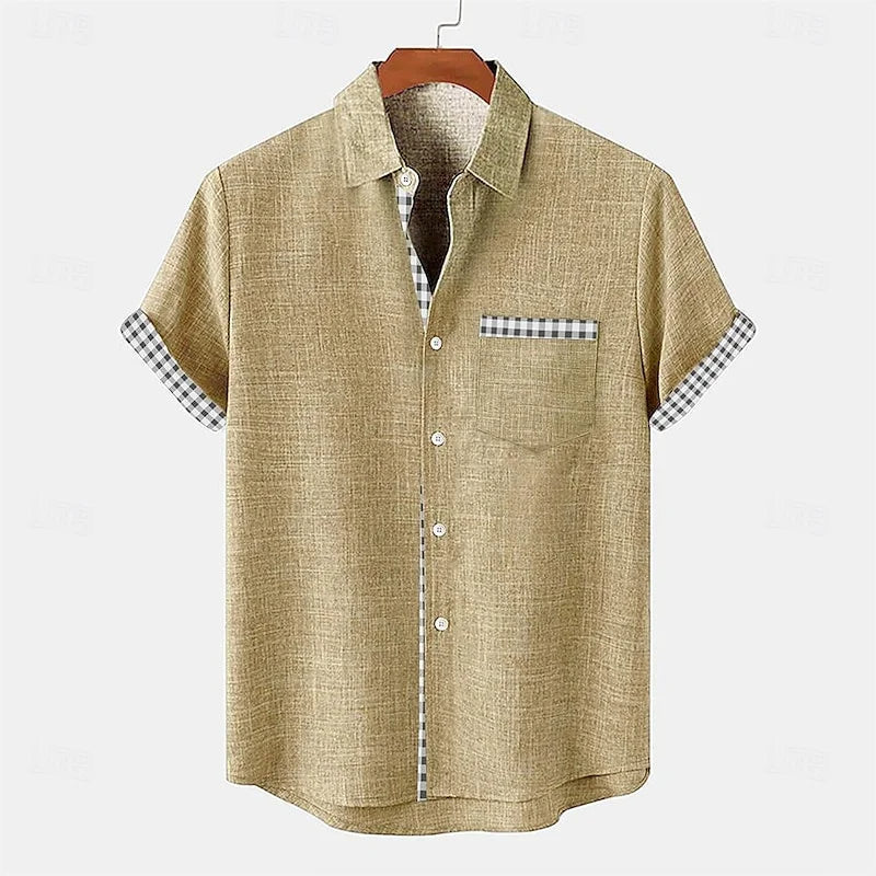 Jhon | Herren hemd Kurzarm Gingham-Kontrast Sommer
