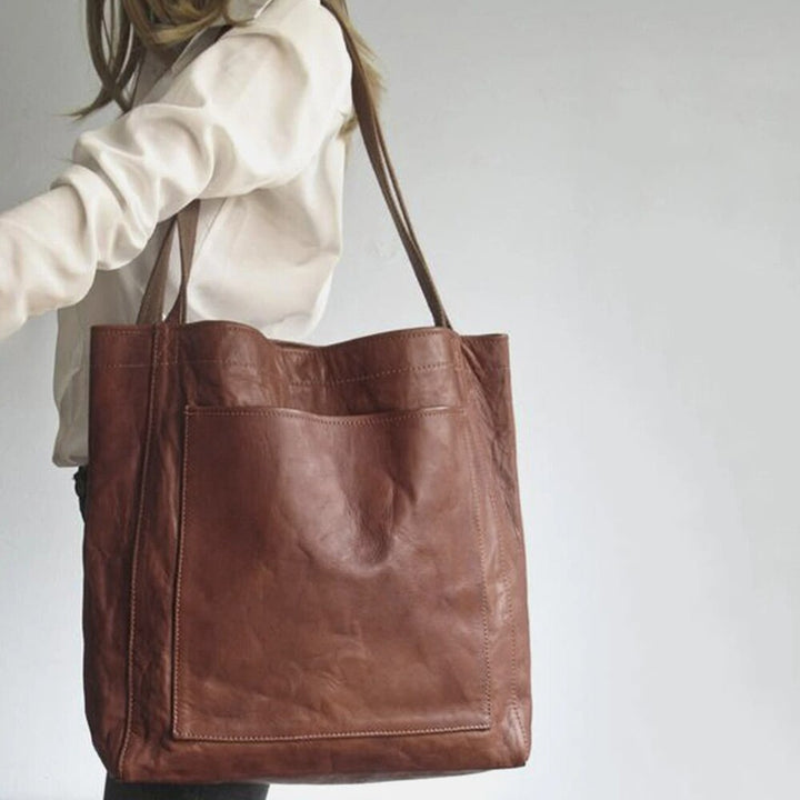 Franziska | Damen Leder Shopper Tasche cognac Schultertasche