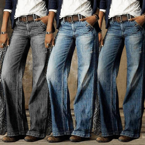 Stelie | Damen Retro-Jeans mit weitem Bein und hohem Bund