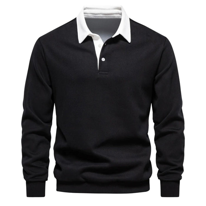 Bastian | Herren Polo Sweatshirt Langarm Kragen einfarbig