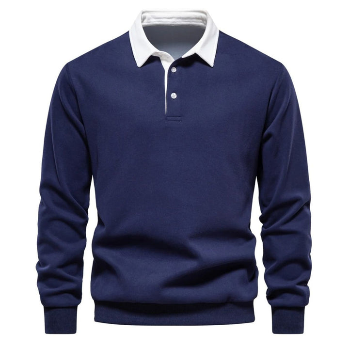 Bastian | Herren Polo Sweatshirt Langarm Kragen einfarbig
