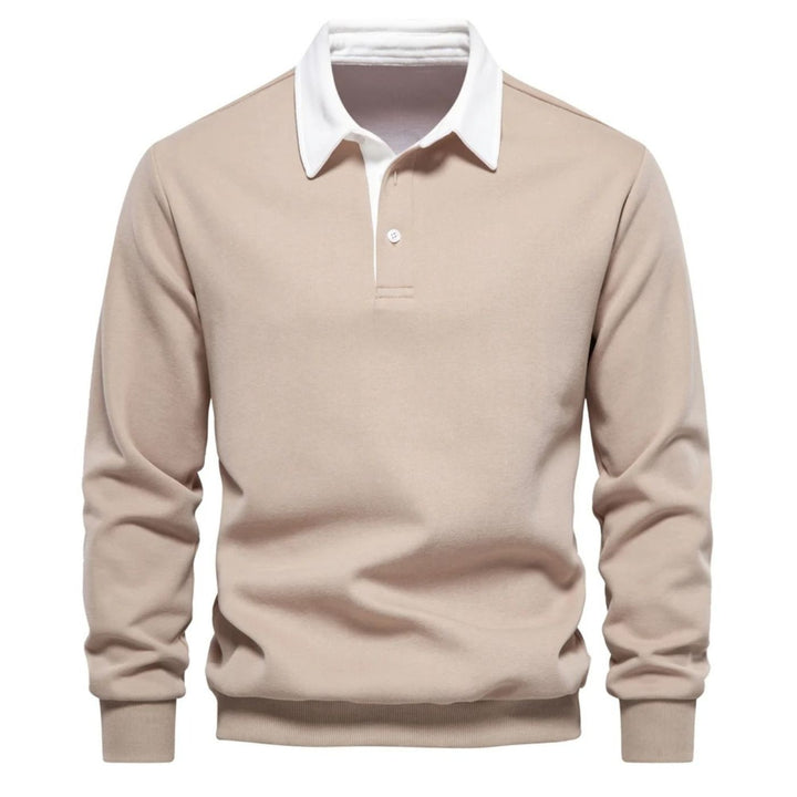 Bastian | Herren Polo Sweatshirt Langarm Kragen einfarbig