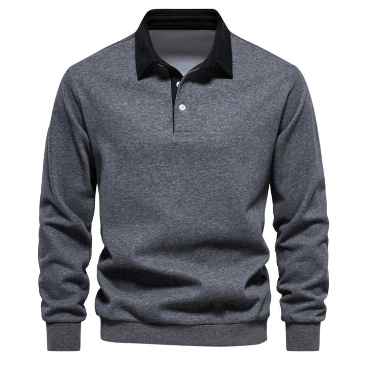 Bastian | Herren Polo Sweatshirt Langarm Kragen einfarbig