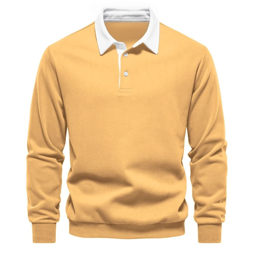 Bastian | Herren Polo Sweatshirt Langarm Kragen einfarbig