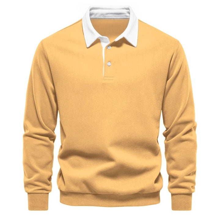 Bastian | Herren Polo Sweatshirt Langarm Kragen einfarbig