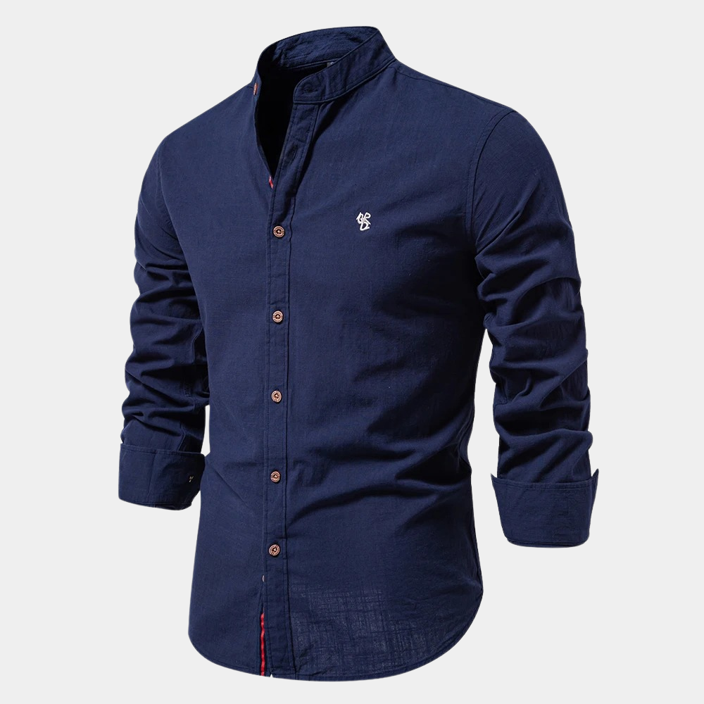 Evo | Herren hemd Stehkragen Langarm Slim Fit Frühling