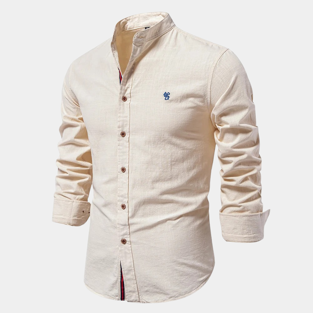 Evo | Herren hemd Stehkragen Langarm Slim Fit Frühling