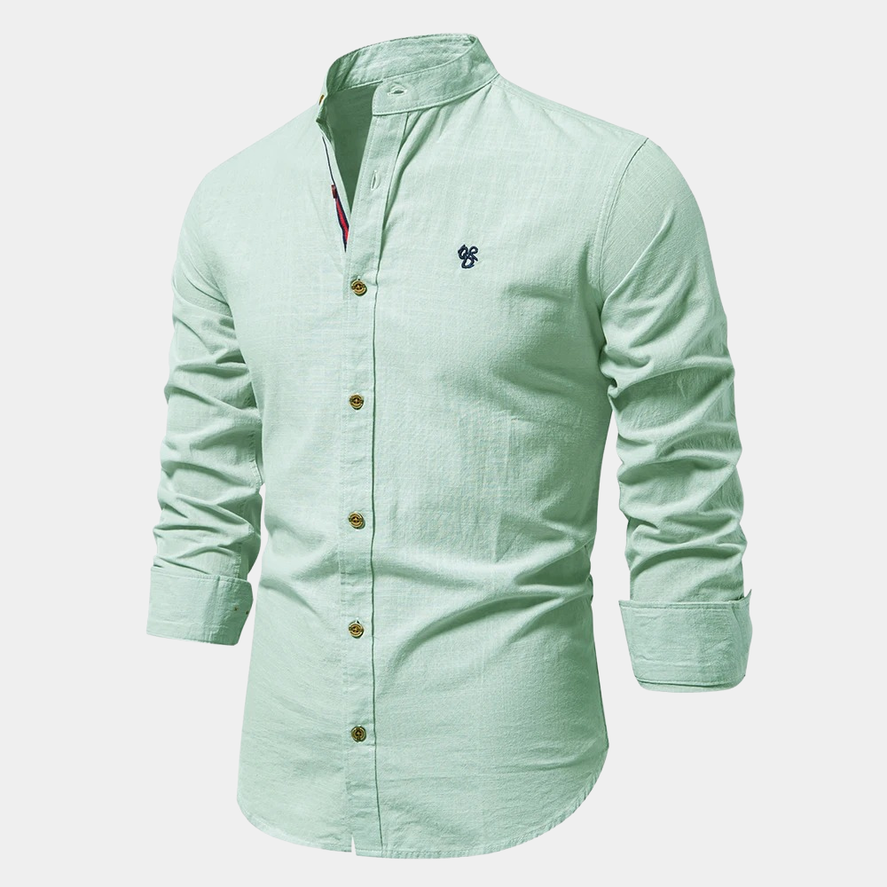 Evo | Herren hemd Stehkragen Langarm Slim Fit Frühling