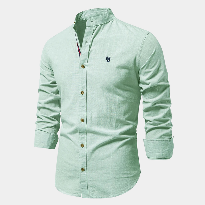 Evo | Herren hemd Stehkragen Langarm Slim Fit Frühling
