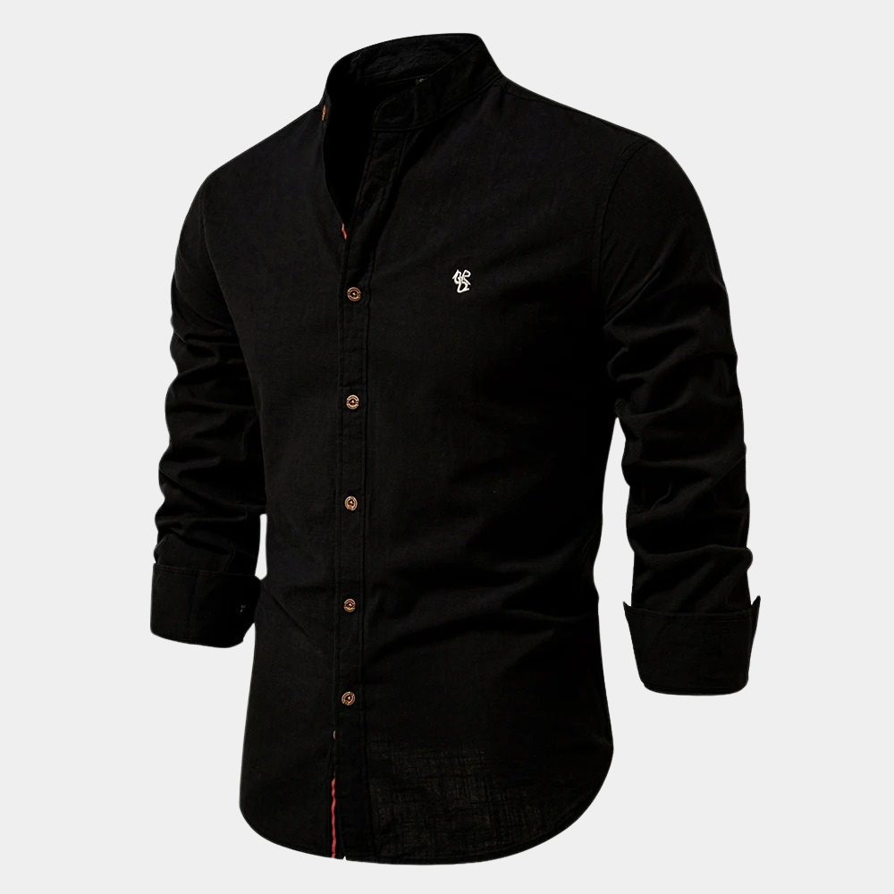 Evo | Herren hemd Stehkragen Langarm Slim Fit Frühling