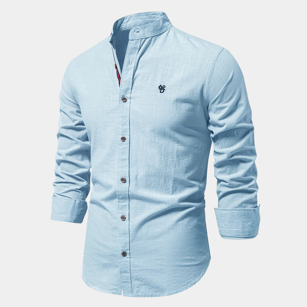 Evo | Herren hemd Stehkragen Langarm Slim Fit Frühling