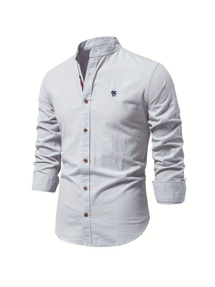 Reid | Herren hemd Stehkragen Langarm Casual Slim Fit